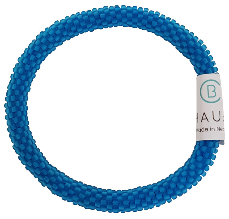 Aquamarine Frosted Roll - On Bracelet