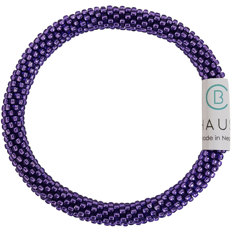 Silver Lined Purple Roll - On Bracelet