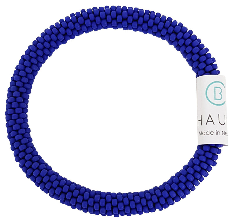 Opaque Frosted Navy Blue Roll - On Bracelet
