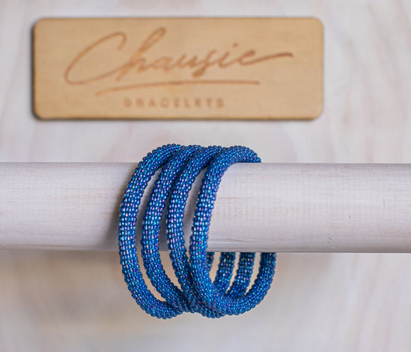 Blue Lined Light Sapphire Roll - On Bracelet