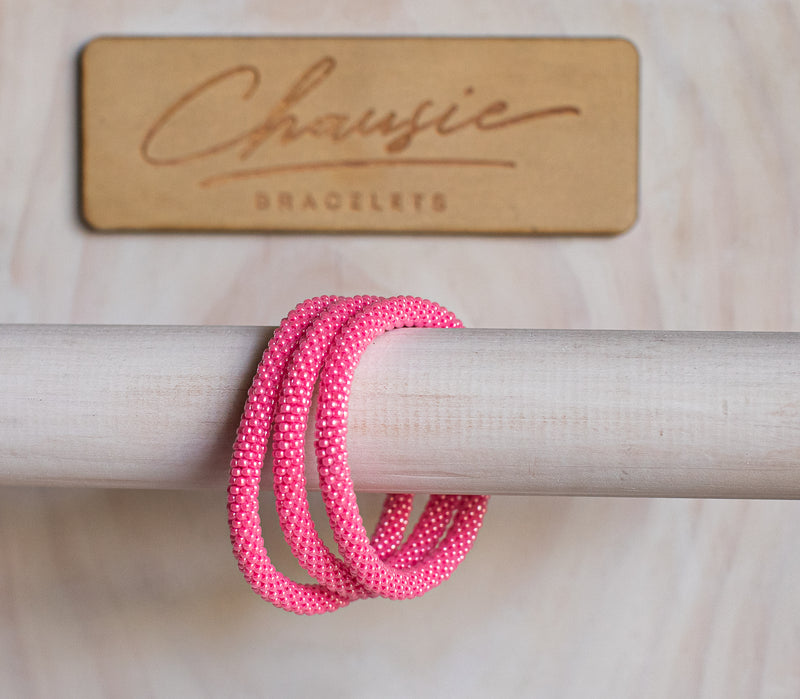 Ceylon Hot Pink Roll - On Bracelet