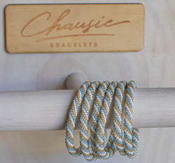 "Charlotte Gold/Blue" Roll - On Bracelet