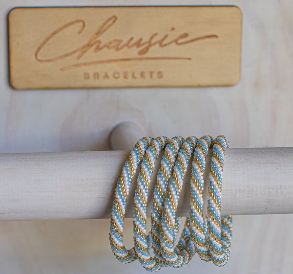 "Charlotte Gold/Blue" Roll - On Bracelet