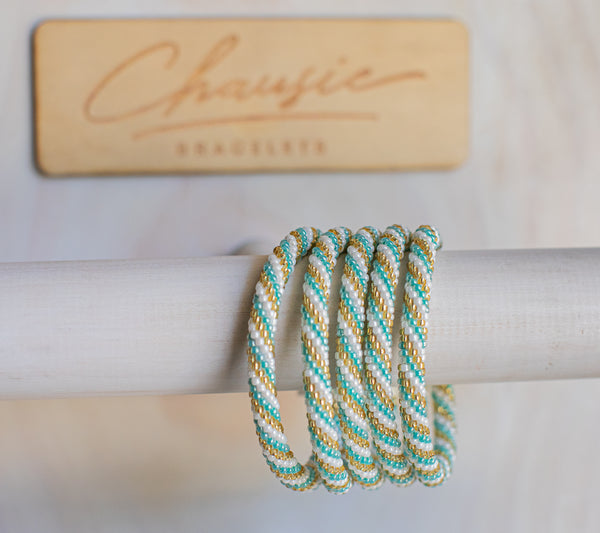 "Charlotte Gold/Sea Green" Roll - On Bracelet
