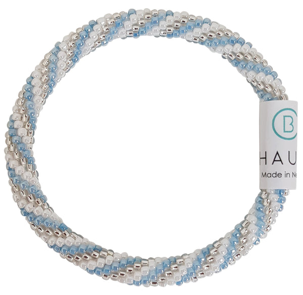 "Charlotte Silver/Blue" Roll - On Bracelet