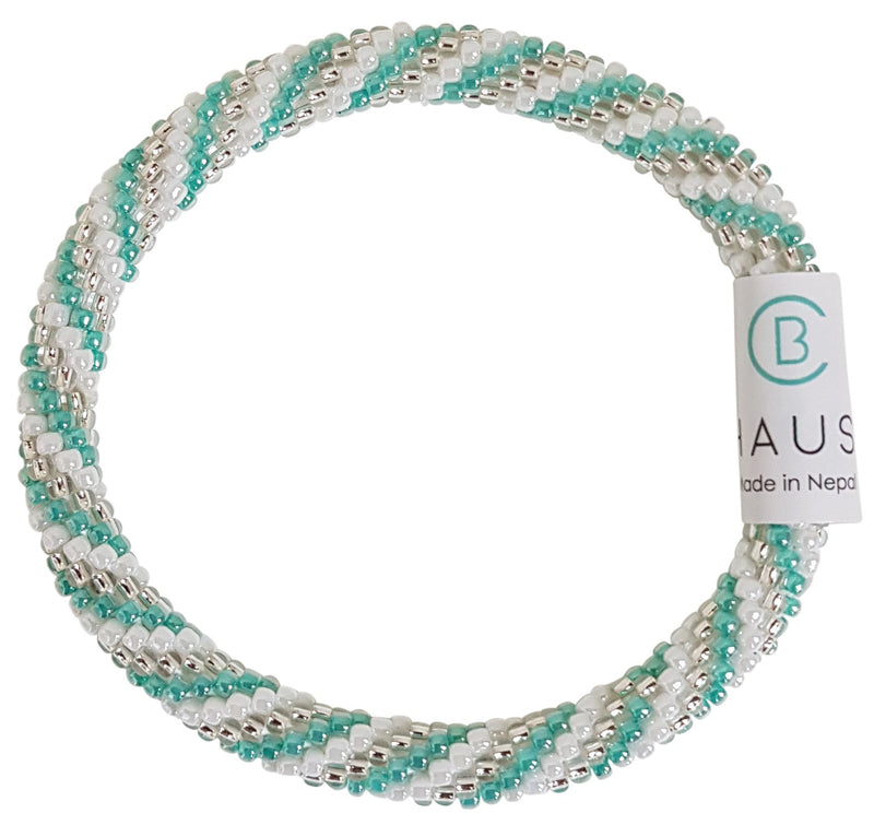 "Charlotte Silver/Sea Green" Roll - On Bracelet