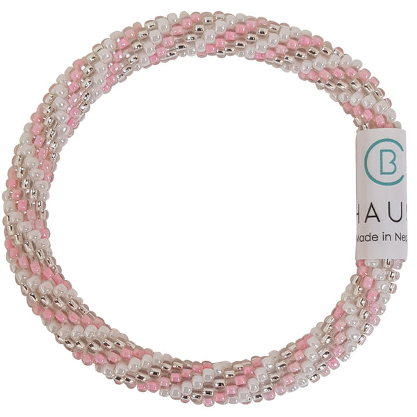 "Charlotte Silver/Pink" Roll - On Bracelet