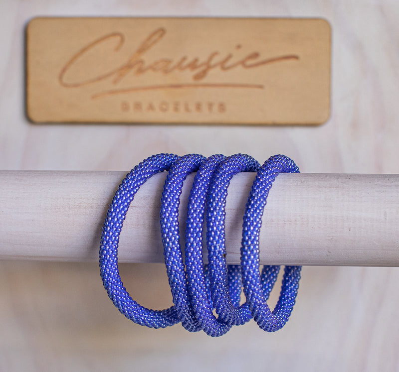 Cobalt Lustered Blue Roll - On Bracelet