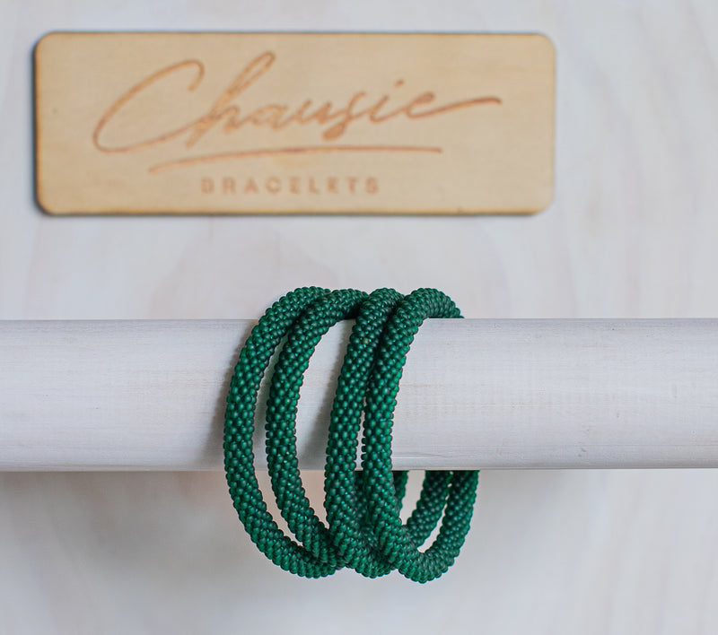 Emerald Green Matte Roll - On Bracelet