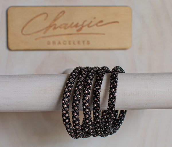 "Katie Rose Gold Black" Roll - On Bracelet