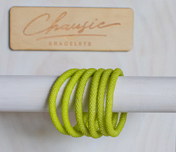 Lime Green Frosted Roll - On Bracelet