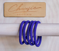 Opaque Frosted Navy Blue Roll - On Bracelet