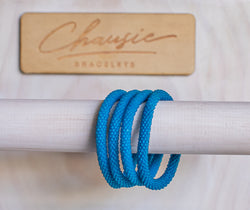 Aquamarine Frosted Roll - On Bracelet