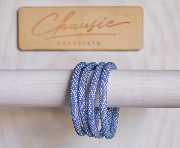 Silver-Lined Blue Roll - On Bracelet